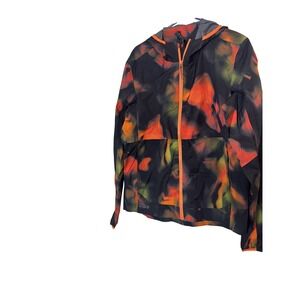 Janji Rainrunner Jacket Mens Large Black Orange Hooded Running Windbreaker